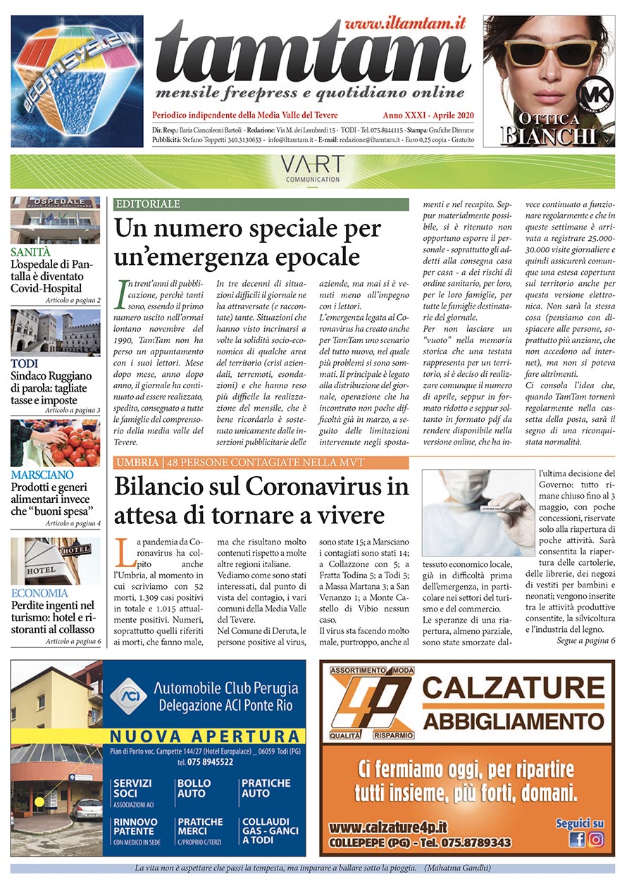 Tam Tam Todi Ultime Notizie.Tamtam Di Aprile 2020 Iltamtam It Il Giornale Online Dell Umbria