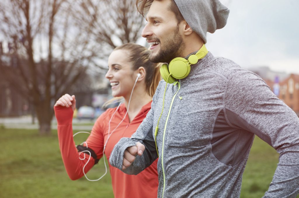 Endorphins during the jogging with girlfriend